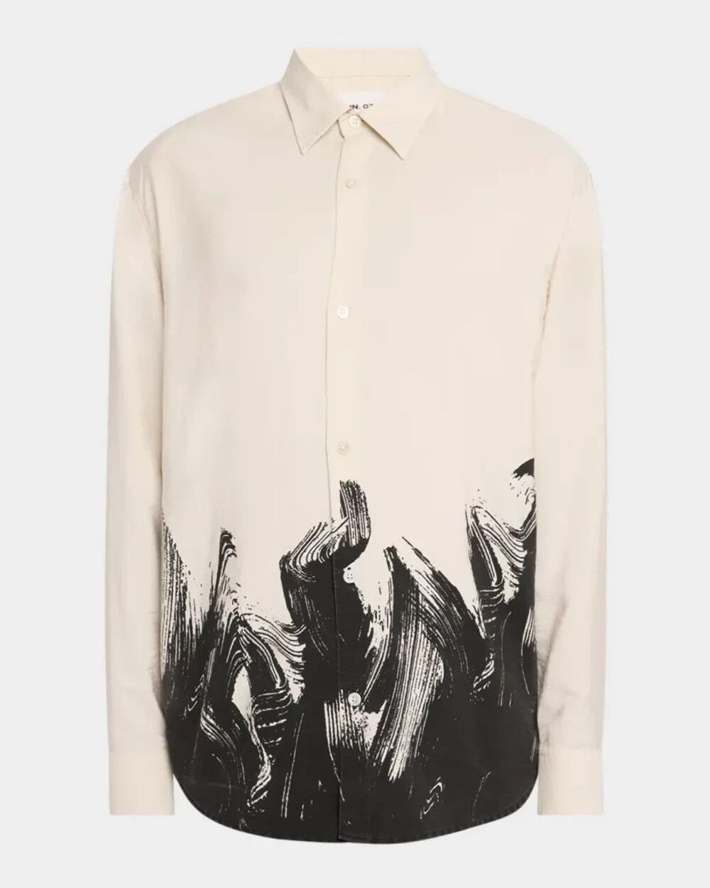 NN07 Shirt Mens Small Cream Button Up Long Sleeve Graphic FREDDY $265